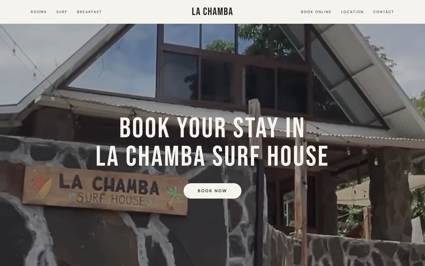 La Chamba Surf House website